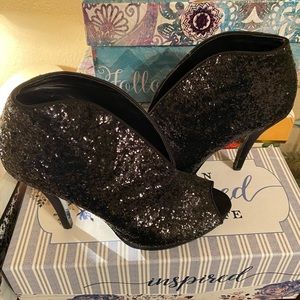 Black Sequined Booties